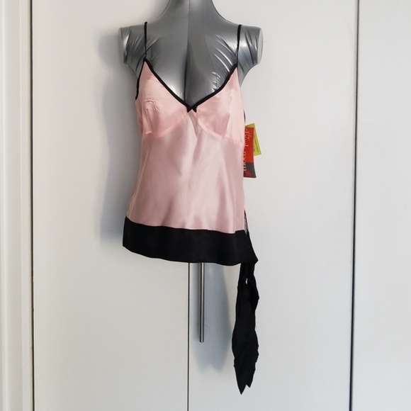 sinequanone Tops - Sinequanone paris 42 pink and black side tie tank